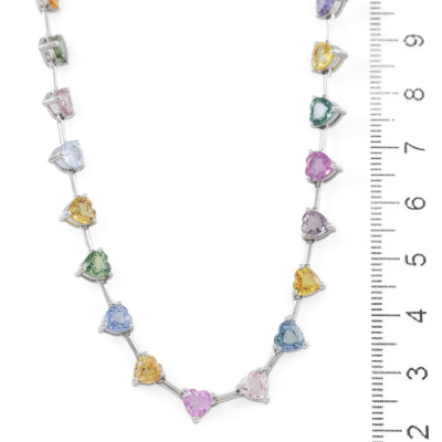 24.87ct Pink, Blue, Yellow Sapphire Necklace GIA - 5