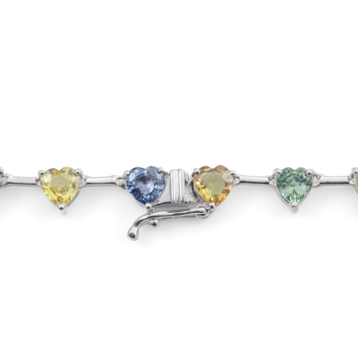 24.87ct Pink, Blue, Yellow Sapphire Necklace GIA - 7