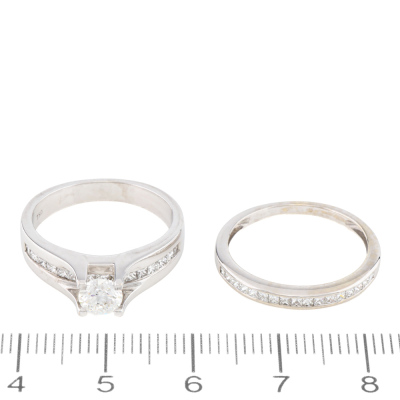 Set of Diamond Solitaire Ring & Eternity Ring - 2