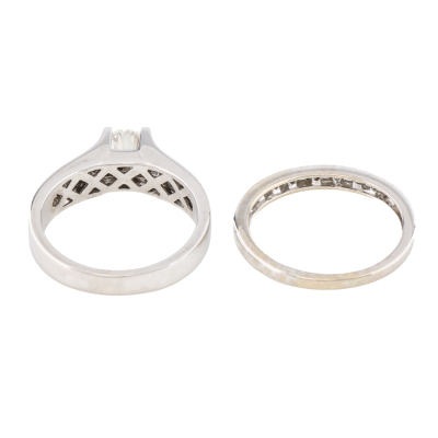 Set of Diamond Solitaire Ring & Eternity Ring - 4