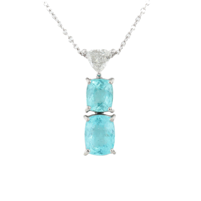 1.61ct Paraiba Tourmaline & Diamond Pendant GIA