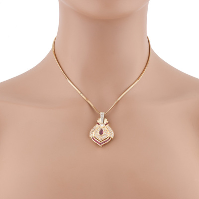 0.60ct Ruby & 1.06ct Diamond Gold Pendant, 23.1g - 7