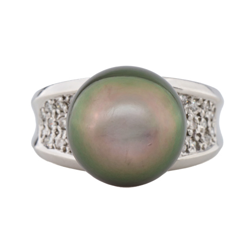 12.0mm Tahitian Pearl & Diamond Ring