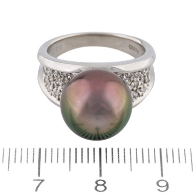 12.0mm Tahitian Pearl & Diamond Ring - 2