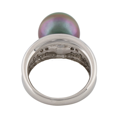 12.0mm Tahitian Pearl & Diamond Ring - 4