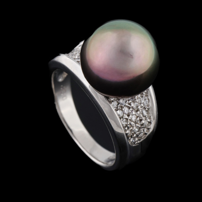 12.0mm Tahitian Pearl & Diamond Ring - 5