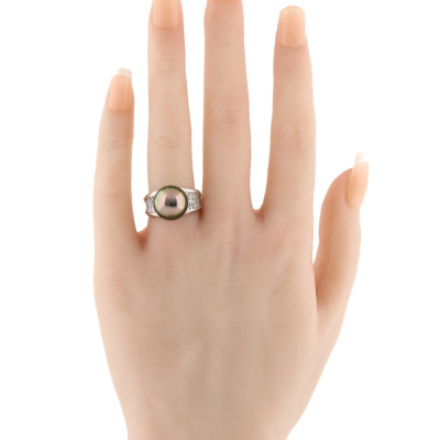 12.0mm Tahitian Pearl & Diamond Ring - 6