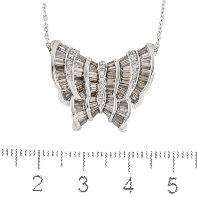 1.47ct Champagne & White Diamond Butterfly Pendant - 2