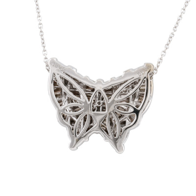 1.47ct Champagne & White Diamond Butterfly Pendant - 4