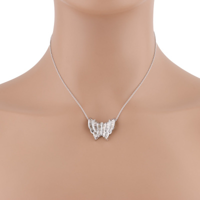 1.47ct Champagne & White Diamond Butterfly Pendant - 5