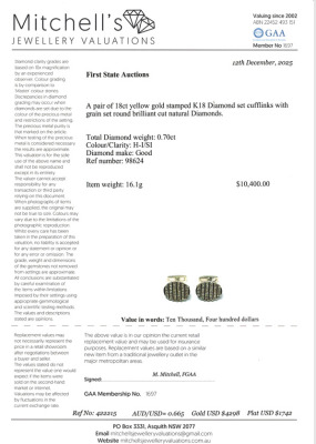 0.70ct Diamond Cufflinks, 18ct 16.1g - 4