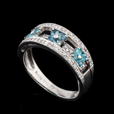 Paraiba Tourmaline & Diamond Ring - 5