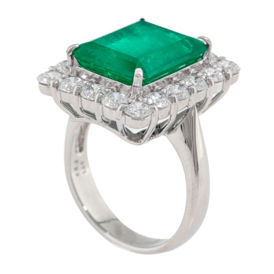 6.56ct Colombian Emerald & Diamond Ring GRS