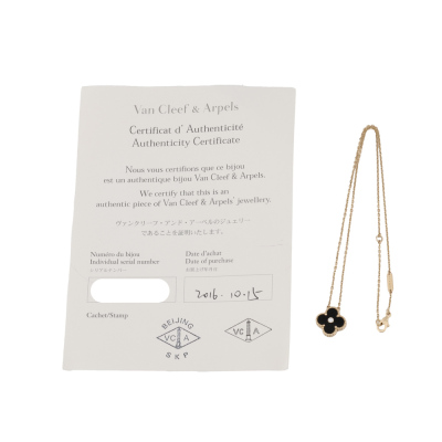 Van Cleef & Arpels Vintage Alhambra Onyx Diamond Pendant - 2