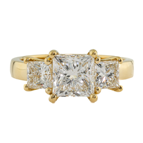 2.41ct Princess Cut Diamond Trilogy Ring GIA