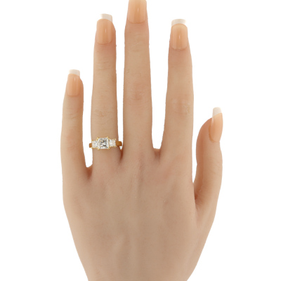 2.41ct Princess Cut Diamond Trilogy Ring GIA - 8