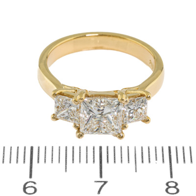 2.41ct Princess Cut Diamond Trilogy Ring GIA - 9