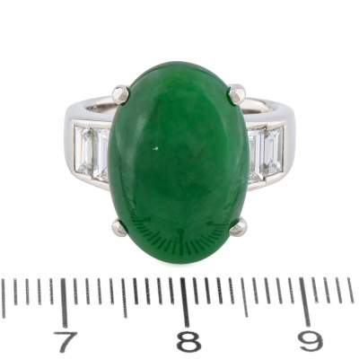 9.40ct Jade & Diamond Ring - 2