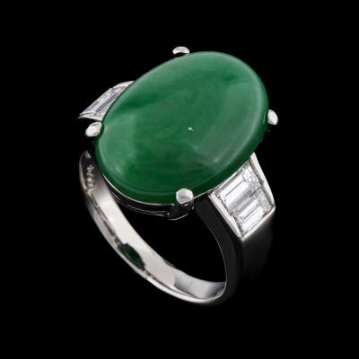 9.40ct Jade & Diamond Ring - 6