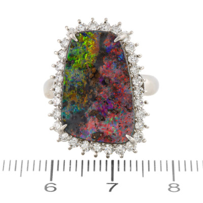 7.96ct Boulder Opal & Diamond Ring - 2