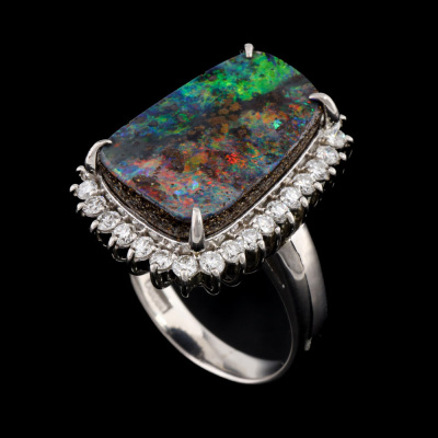 7.96ct Boulder Opal & Diamond Ring - 5