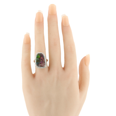 7.96ct Boulder Opal & Diamond Ring - 6