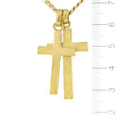 Pair of 23ct Gold Cross Pendants On 9ct Chain, 25.2g - 3