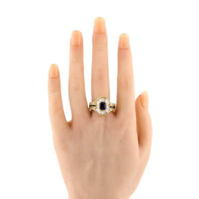 1.95ct Sapphire & 2.10ct Diamond Ring - 7