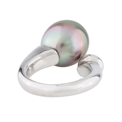 13.5mm Tahitian Pearl & Sapphire Ring, 18ct 15g - 5