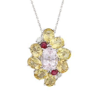 7.81ct Morganite & 13.30ct Heliodor Pendant