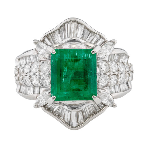 2.55ct Colombian Emerald & Diamond Ring GIA