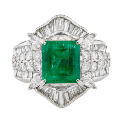 2.55ct Colombian Emerald & Diamond Ring GIA