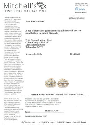 4.44ct Diamond 18ct Gold Cufflinks 20.2g - 4