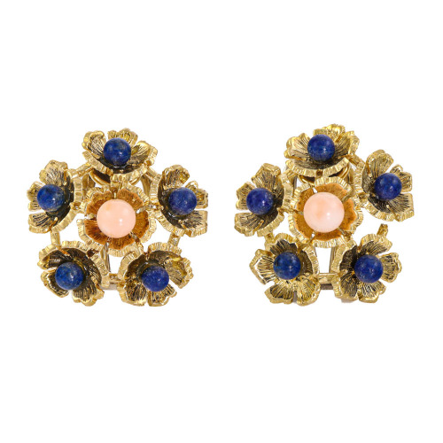 Coral & Lapis Lazuli Earrings