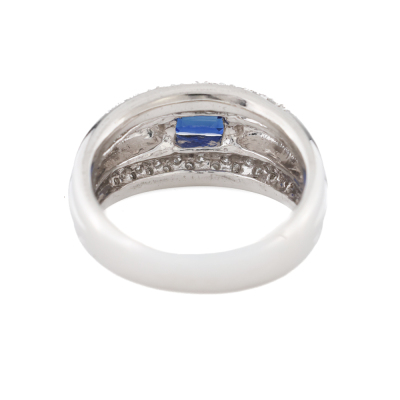Emerald Cut Sapphire & Diamond Ring - 4