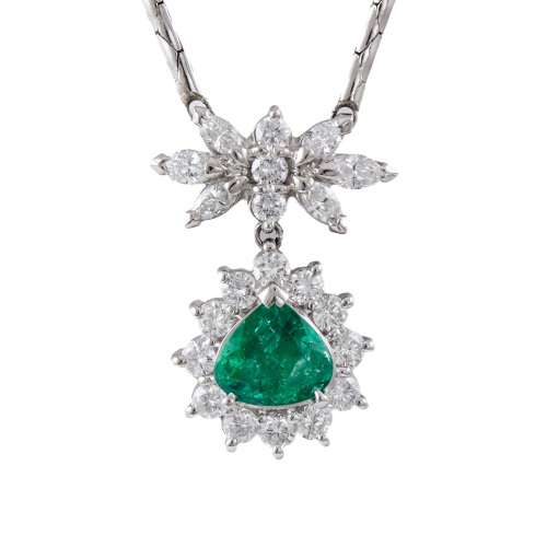 1.13ct Emerald & 1.26ct Diamond Pendant