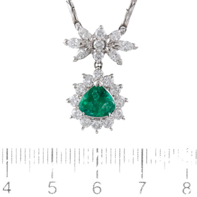 1.13ct Emerald & 1.26ct Diamond Pendant - 2
