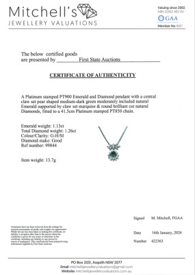 1.13ct Emerald & 1.26ct Diamond Pendant - 4