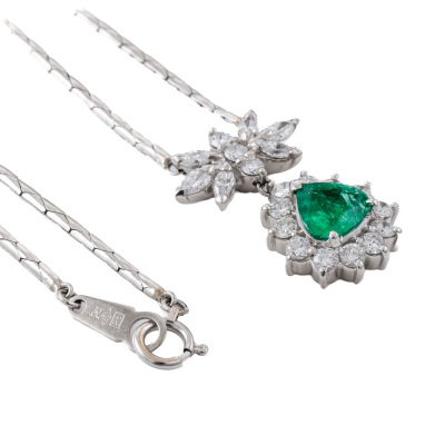 1.13ct Emerald & 1.26ct Diamond Pendant - 7