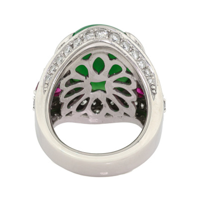 12.42ct Jade, Ruby & Diamond Ring - 7