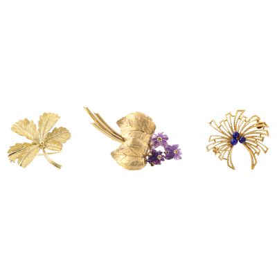 Three 14ct Yellow Gold Brooches