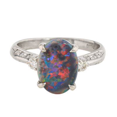 1.73ct Black Opal & Diamond Ring