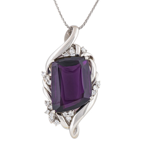 30.75ct Amethyst & Diamond Pendant