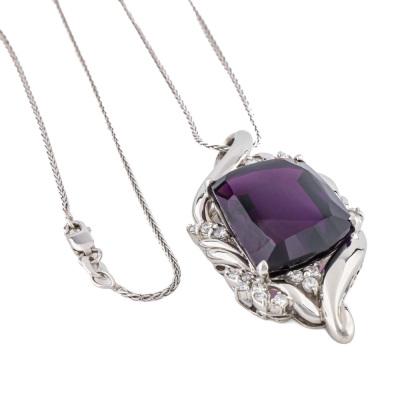 30.75ct Amethyst & Diamond Pendant - 7