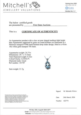 24.37ct Aquamarine & Diamond Pendant - 4