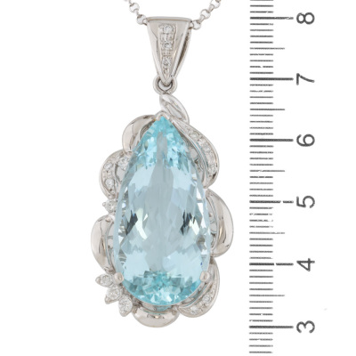 24.37ct Aquamarine & Diamond Pendant - 5