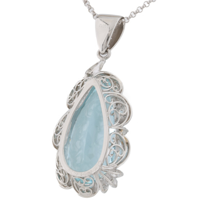 24.37ct Aquamarine & Diamond Pendant - 6