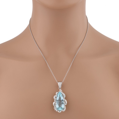 24.37ct Aquamarine & Diamond Pendant - 8