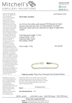 11.23ct Diamond Tennis Bracelet 18ct Gold - 4