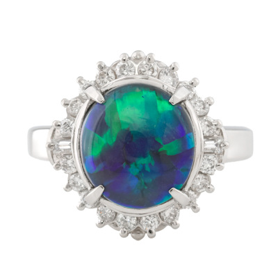 2.73ct Black Opal & Diamond Ring